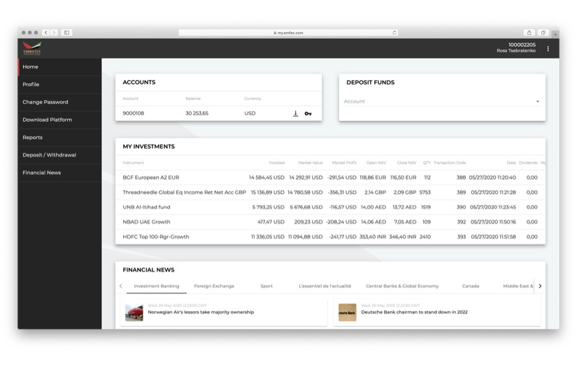 Client CRM, Emirates Mutual Funds Exchange screenshot 1